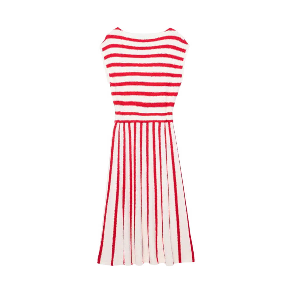 Mint Velvet Red Striped Knit Midi Dress